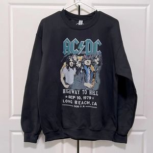 UO AC/DC Highway To Hell Poster Crew Neck Sweatshirt Band Pullover Sz M